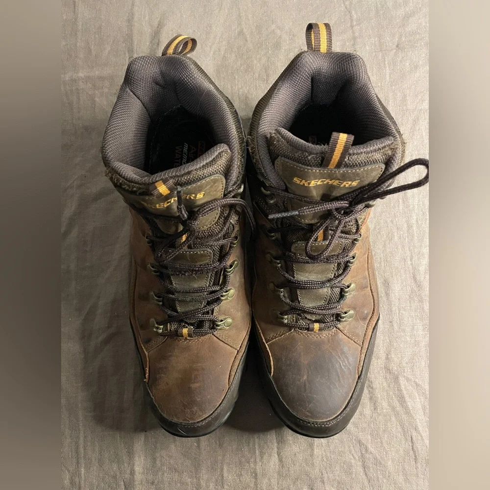 Skechers Men's Relment Traven Waterproof Leather High Top Hiking Boots Brown 13